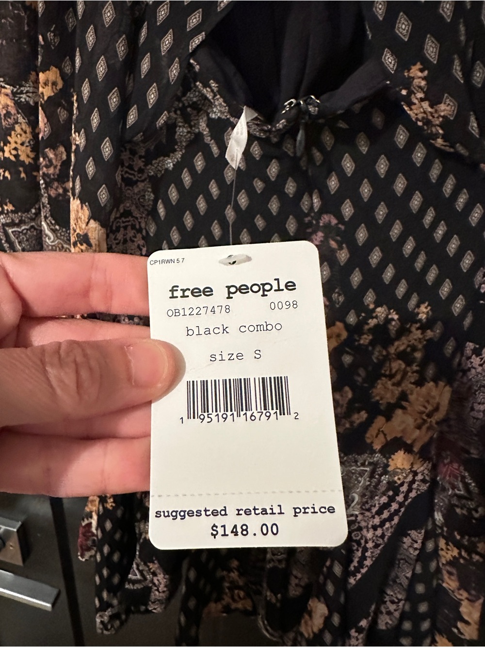 NWT Free People Seven Wonders Black Combo Boho Open Back Mini Dress Small - Picture 6 of 7